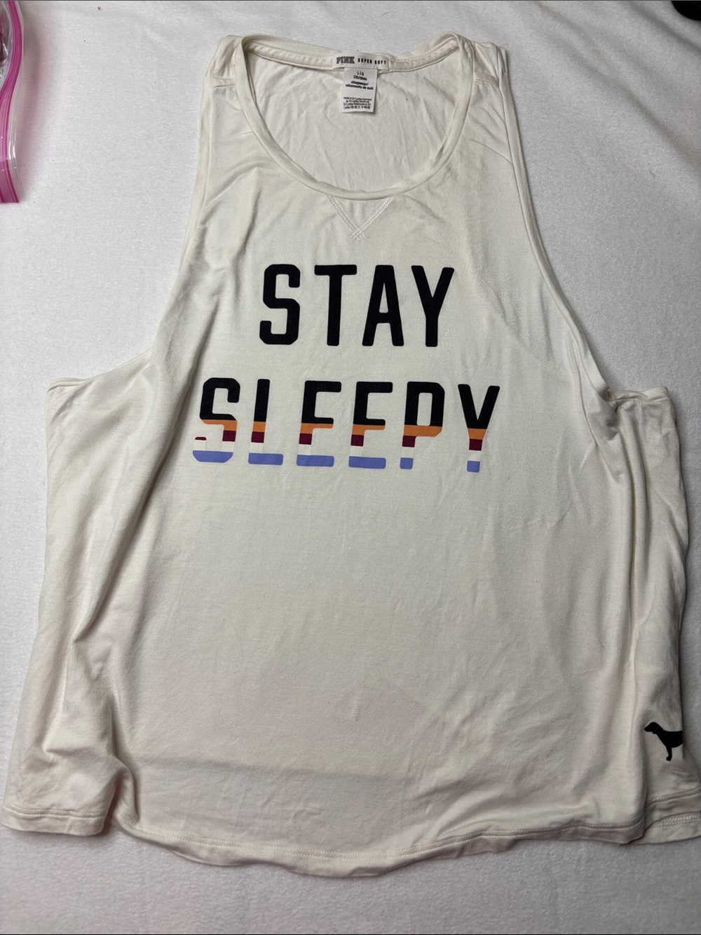 PINK Super Soft Cream Sleep Tank